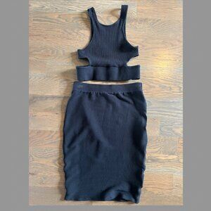 Free People Ribbed Black 2 Piece Set